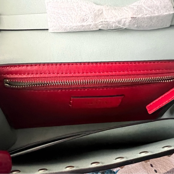 NWT VALENTINO Sage Green Quilted Rockstud Spike Chain Clutch Boutique - Picture 5 of 9